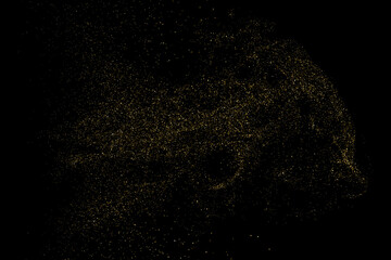 Gold Glitter Texture Isolated on Black Background. Golden stardust. Amber Particles Color. Sparkles Rain. Vector Illustration, Eps 10.