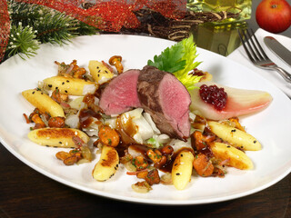 Fallow Deer Meat with Vegetables and Mushrooms