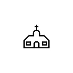 Church building line icon isolated on white background. Christian Church. Religion of church