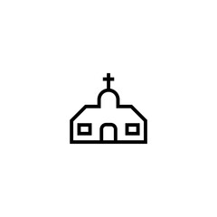 Church building line icon isolated on white background. Christian Church. Religion of church