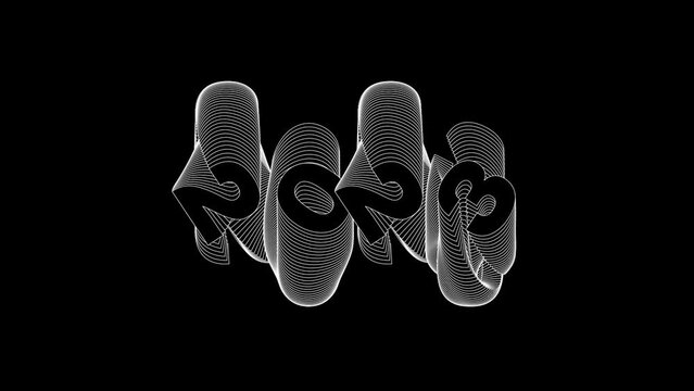 2023 animation. White Black new year text word echo effect