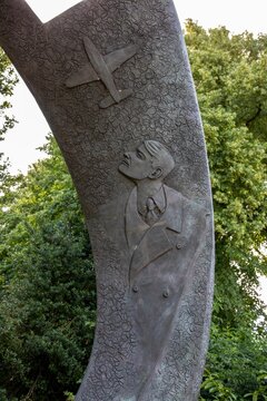 Detailed Closeup Of Frank Whittle Memorial In Rugby, England