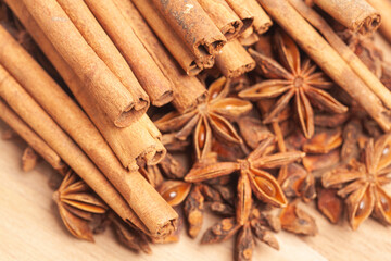 Cinnamon sticks and anise star