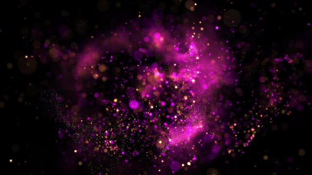 Magenta Yellow Glittering Abstract Particles Loop Background