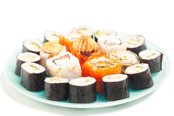 Sushi rolls japanese food on a plate
