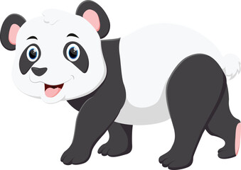 Cute baby panda isolated on white background