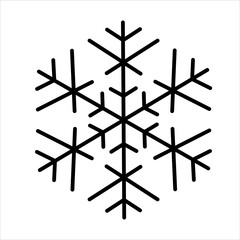 Isolated vector black line illustration of a snowflake. Winter web design.