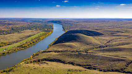 Beautiful landscape, Mountains 2 sisters, Seversky Donets River.