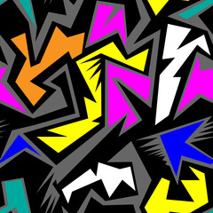 Abstract seamless pattern with curved geometry elements