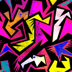 Abstract seamless pattern with curved geometry elements