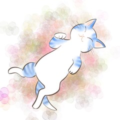 ねこがのんびりと昼寝をしているイラスト