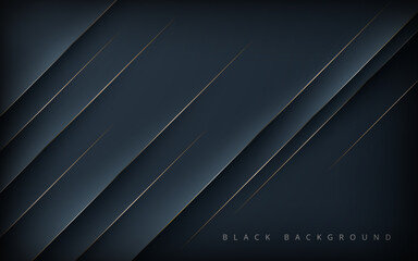 Modern abstract black diagonal shape background with gold line composition. eps10 vector