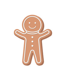 Elements of Christmas: gingerbread man, Christmas food or cookies, vector cartoon style