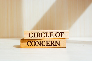 Wooden blocks with words 'Circle of Concern'.