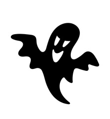 Halloween ghost silhouette. Abstract figure with wings. Evil forces and terrible spirit. Fantasy, imagination and mysticism. International and multicultural. Cartoon flat vector illustration