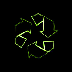 Vector icon of recycling with neon effect.