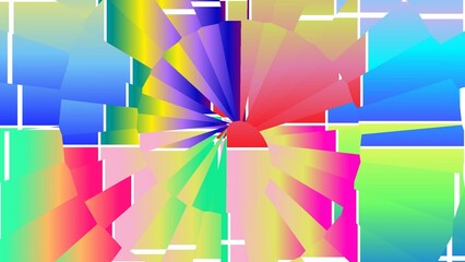 Abstract painting with a play of color gradations of bright and happy colors with random geometric patterns