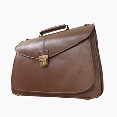 Brown Leather Businessman Briefcase Isolated on White Background