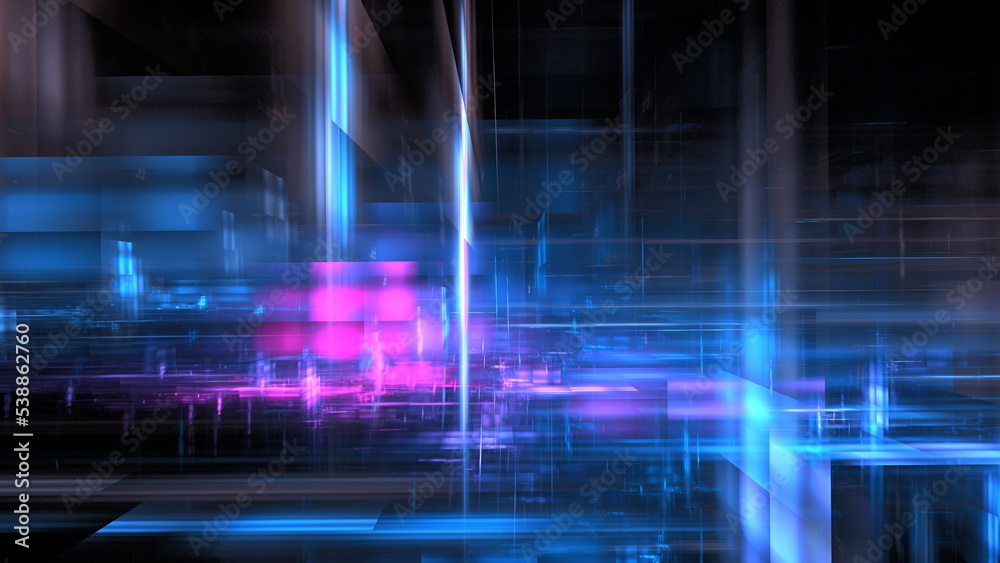 Wall mural luminous technological abstract background. digital technologies, cloud computing, digital future. 3
