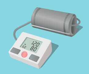Tonometer. Device for measuring blood pressure. Health monitoring. Vector illustration.