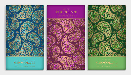 Luxury packaging design of chocolate bars. Vintage vector ornament template. Elegant, classic elements. Great for food, drink and other package types. Can be used for background and wallpaper.
