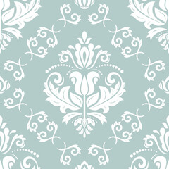 Classic seamless vector pattern. Damask orient light blue and white ornament. Classic vintage background. Orient pattern for fabric, wallpapers and packaging