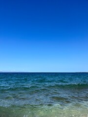 bright blue sea horizon, seascape with blue sea, natural background