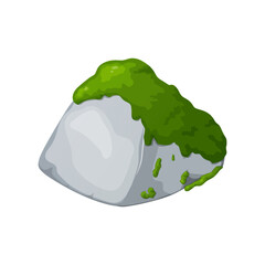 Moss on stones. Rocks and green lichen. Vector crag for computer games.