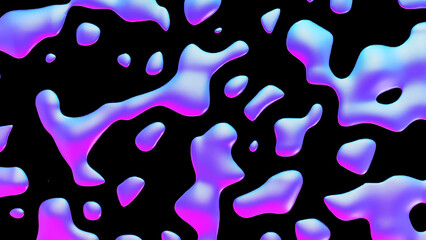 Fluid metallic drops y2k background. Dynamic iridescent retrowave liquid forms. 3d render illustration