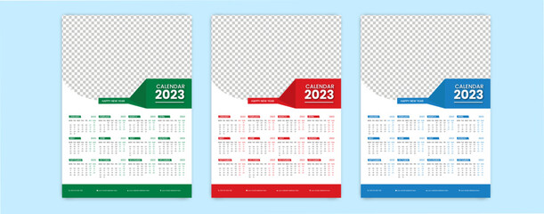 Wall calendar 2023 template design vector, modern wall calendar 2023 template, colorful calendar layour