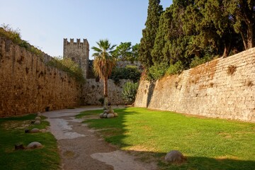Fototapeta na wymiar Bulwark of the medieval city of Rhodes in Greece