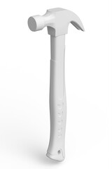 Hammer with a rubberized handle isolated on white monochrome background