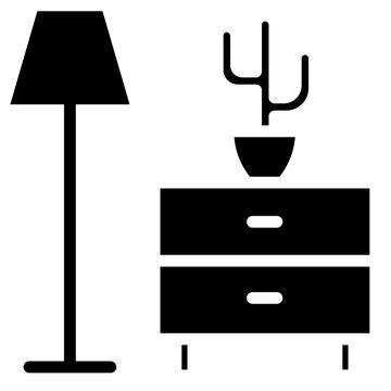 Wardrobe, Sofa And Bedside Lamp Icon