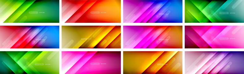 Set of dynamic fluid color gradient abstract backgrounds. Templates for wallpaper, banner, background, landing page, wall art, invitation, prints