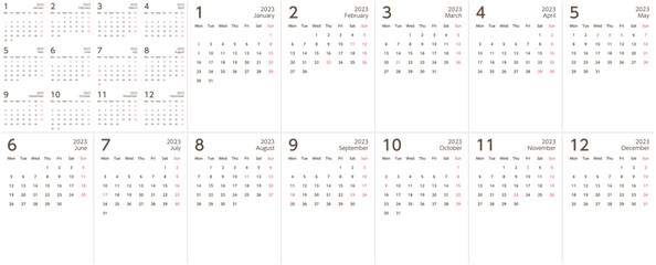 アレンジして使える！シンプルなカレンダー2023