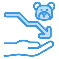 Downtrend blue outline icon