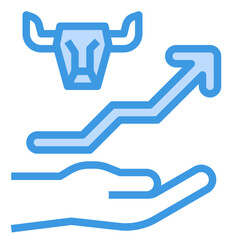 Uptrend blue outline icon