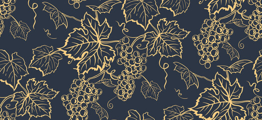 Seamless pattern with bunch of grapes