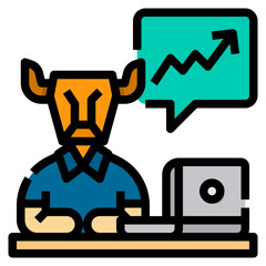 Bull market filled outline icon