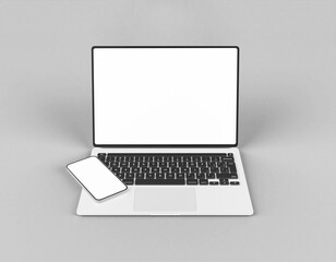 Macbook pro with smartphone website presentation mockup