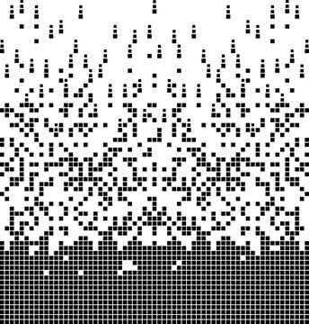 Dissolved filled square dotted icon with disintegration effect. Rectangle items are grouped into disappearing filled square form.