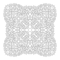 Line art for coloring book with vintage pattern