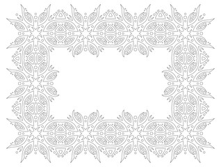 Line art for coloring book with rectangle frame