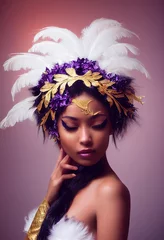 Abstraktes Porträt eines Fantasy-Ebenholzmädchens. Modische gemalte Frau. Kreatives schönes Mädchen. 3D-Rendering © designprojects