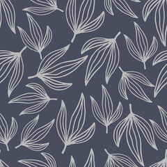 Fototapeta na wymiar Vector seamless pattern with hand drawn leaf. Contemporary floral botanical seamless pattern.