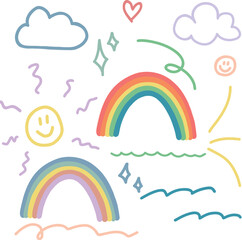 doodle colorful illustration. rainbow vector graphic