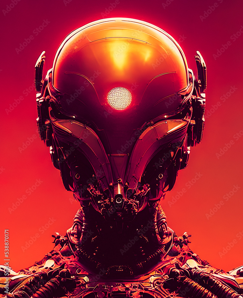 Wall mural artistic concept painting of a cyborg portrait, background illustration.