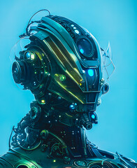 Artistic concept painting of a cyborg portrait, background  illustration.
