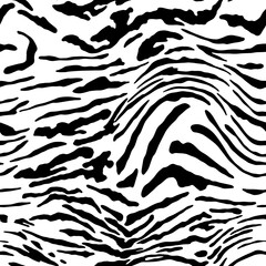 Fototapeta na wymiar Abstract Hand Drawing Seamless Wavy Liquid Zebra Tiger Stripes Vector Pattern 