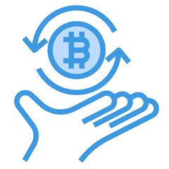 bitcoin blue outline icon